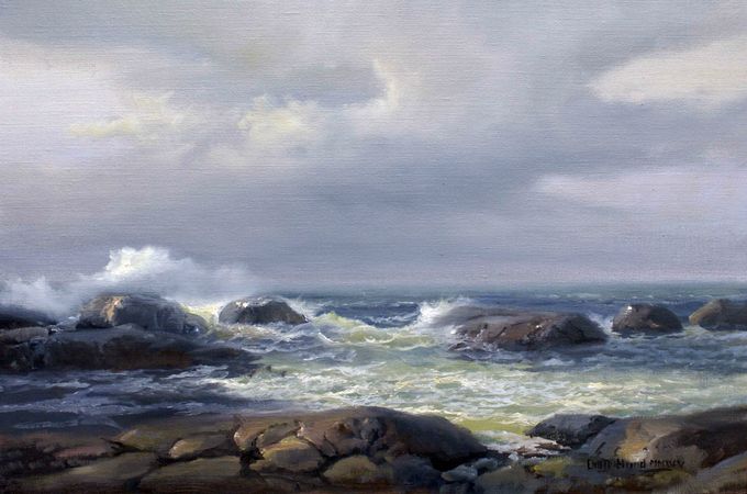 Breakers. 41x60 Oil on Classon 66AC linen-canvas. Becker colours. Medium: private mix.
Signed saturday MMXV.V.XXIII
